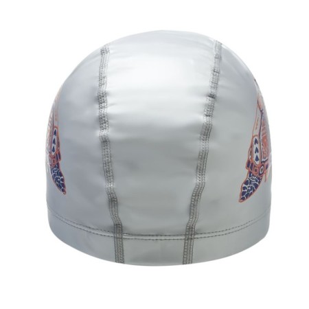 ATEMI Pu 305 swimming cap, fabric with polyurethane coating, silver color, print-2