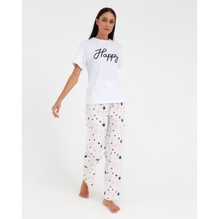 Women's pants KAFTAN "Pink Stars", p. 40-42, white-1