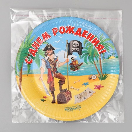 Disposable paper plate "Happy Birthday" Pirate (18 cm)-4