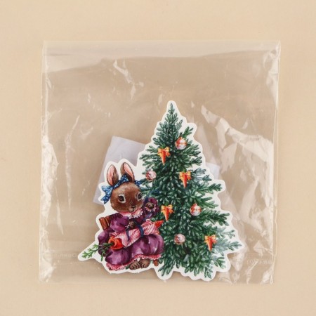Schildik decorative for the gift "Hare at the Christmas tree", 6.3 x 7 cm, New Year-4