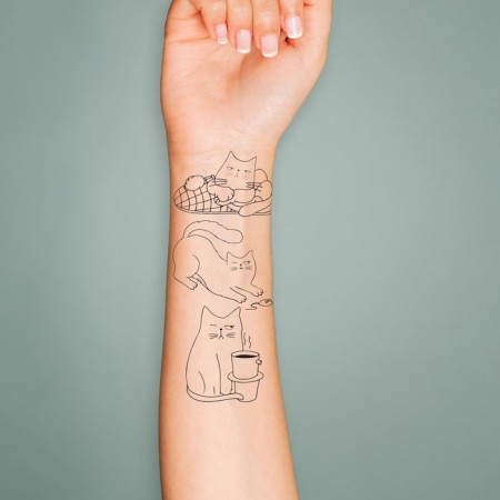 Tattoo on the body Black "cats" set 10 pcs 6x6 cm-2