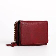 Women's wallet on the button, burgundy color
