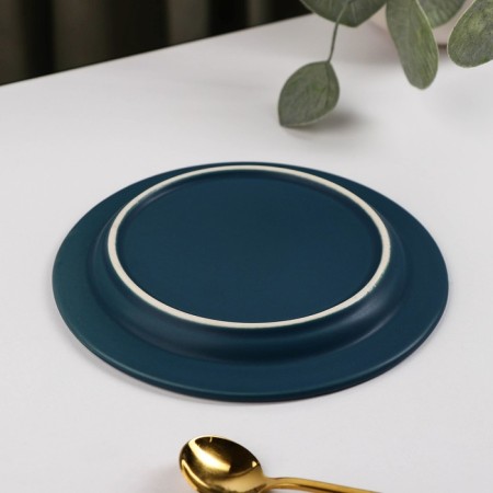 Ceramic pies "sea surface", d = 15.5 cm, blue color-2
