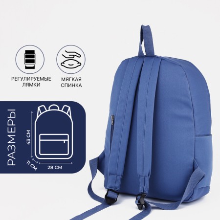 Youth backpack from textiles, 4 pockets, blue color-1