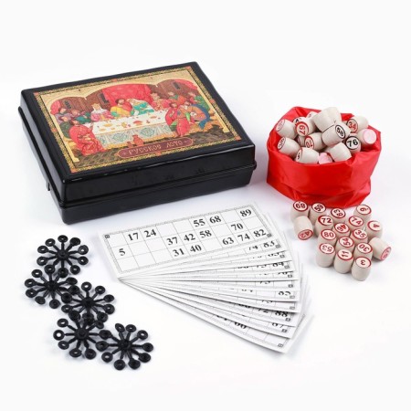 Lotto Russian, wooden "feast", board game, with barrels-3
