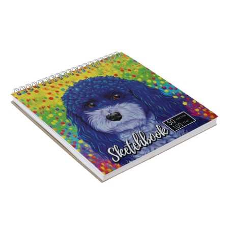 Calligrata sketchbook, 170 x 170 mm, 50 sheets, solid cover, "puppy", metallized cardboard with a voluminous pattern, block 100 g/m2-1