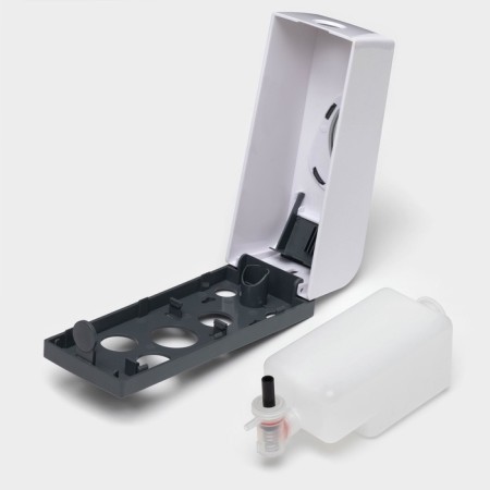 The dispenser for an antiseptic or liquid soap is mechanical, 600 ml, plastic, white color-7