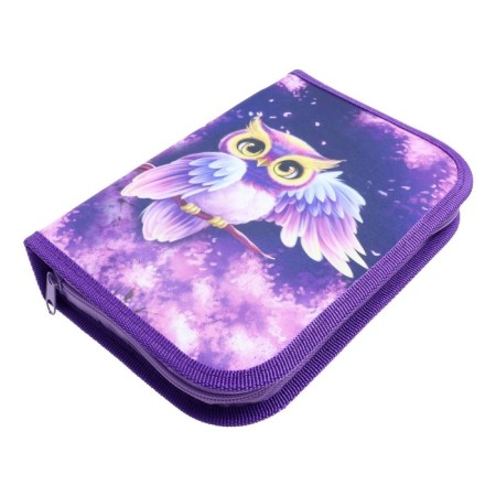 Penal 3 sections, tab inside, 140 x 210 x 40 mm, fabric, calligrata top block "owl"-1