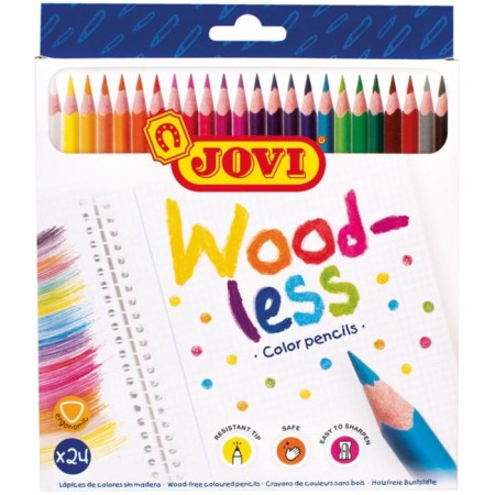 Pencils 24 colors Jovi Wood -less, trihedral, plastic, cardboard packaging, euro suspension