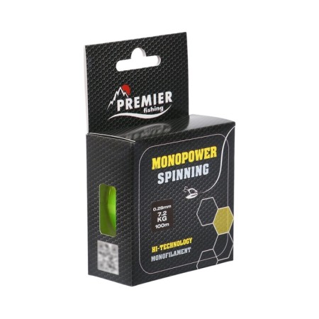 Premier Fishing Monopower Spinning Lines, diameter 0.28 mm, test 7.2 kg, 100 m, fluorescent yellow-2