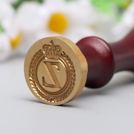 Printing for wax with a wooden pen "Crown with the letter Z" 9x2.5x2.5 cm-3