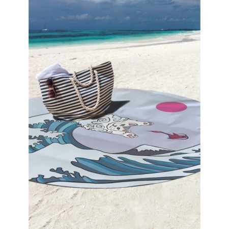 Pareo and beach rug "Cat on the Wave", d = 150 cm-1