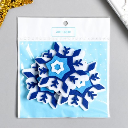 Decor for the creativity of the felt "Carved snowflake" 7x7 cm-3