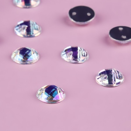 Rhinestones are sewing “circle”, from organic glass, with holography, d = 8 mm, 50 pcs-2