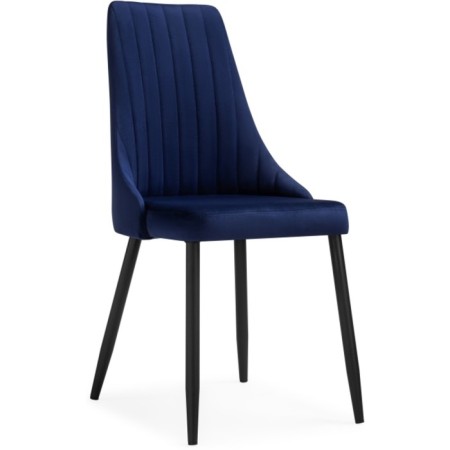 Chair on a metal frame Metal/velor, black/blue 49x60x95 cm