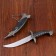 Curved souvenir knife, 26.5 cm, a long curl on the scabbard, black