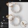 Earrings with rhinestones "Flash" two circles, white color in gold