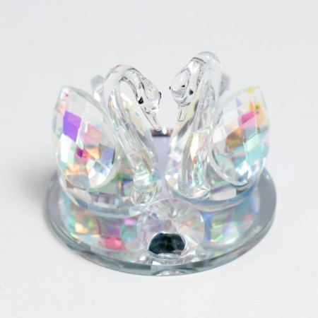 Souvenir glass "Swans with diamond" Transparent holography 6.5x6x5 cm-4