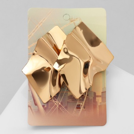 Earrings Metal "Atmosphere" rhombus rumbled, color gold