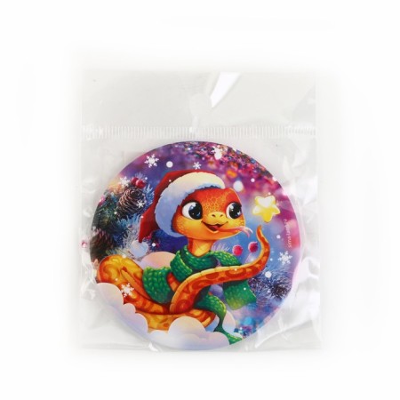 Pocket mirror "snake in the snow", diam. 7 cm-4
