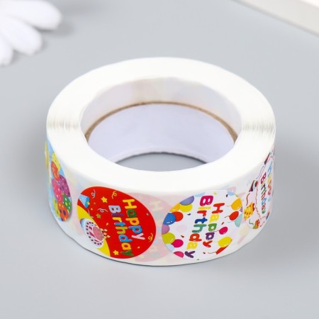 Stick Paper "Happy Birthday!" D = 2.5 cm 500 pcs in a roll 3x6.5x6.5 cm-2