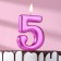 Candle for the Cake "European Giant", number 5, purple metallic