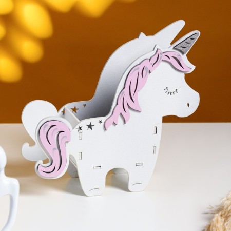 Kashpo wooden 21.5 × 7 × 21 cm unique "unicorn", white pink