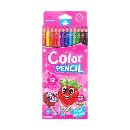 Pencils of 12 flowers in a cardboard box, flavored, triangular, wooden. Mix fruits-6