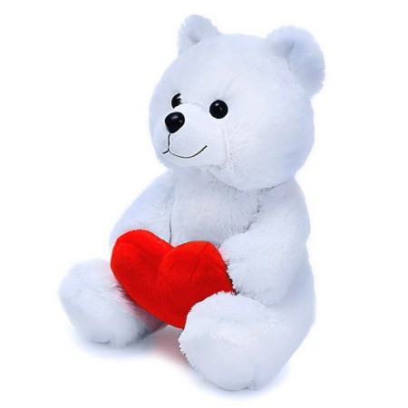 Soft toy "Bear Velvet" with Valentine, 30 cm, white color-1