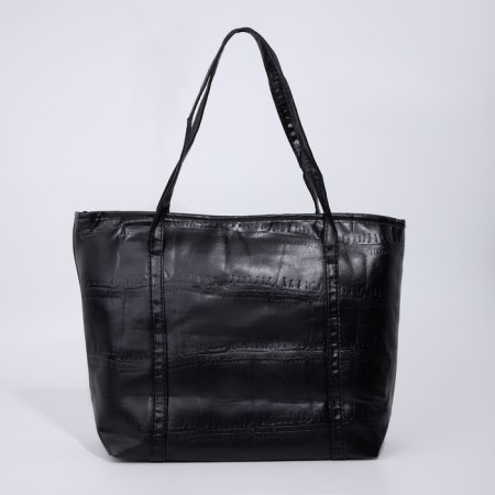 Soper bag with zipper, black color