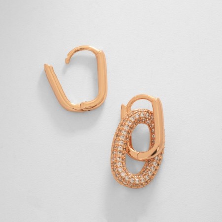 Earrings with rhinestones Xuping lady, mini, white color in pink gold-2
