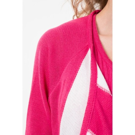 Cardigan female, size 42, white, pink color-2