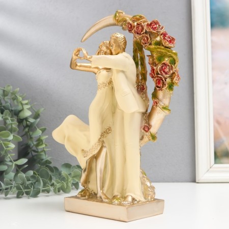 Polystone souvenir "In love pair in a month in flowers" 7.5x18x28 cm-2
