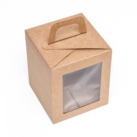 Folding box with a window, craft, 15 x 15 x 18 cm-1