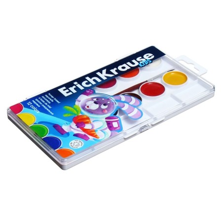 Watercolor 12 Erichkrause "Kids Space Animals", honey, in a plastic box, with UV brightness protection-1