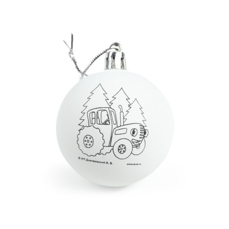 Mug for coloring with a Christmas tree for the New Year "Blue Tractor", 300 ml, a set for creativity-3