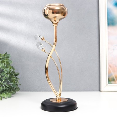 Summary metal, glass for 1 candle "Paola" D-5 cm, gold 11.5x11.5x32.5 cm-3