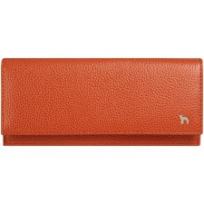 A button wallet, department for bills/cards (4)/trifles, coral color 19.4x8.7x1.5cm