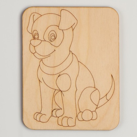 A plank for painting "Dog" with paints and a brush, 11 × 14 cm-2
