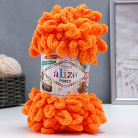 Yarn "Puffy" 100 % micropoliester 9m/100g (336 orange)