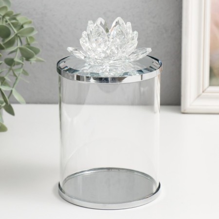 Casket glass with a metal rim "Lotus" 10x10x17.5 cm