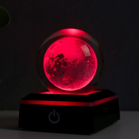 Souvenir glass backlight "Earth" d = 6 cm LED stand from 3AAA, USB wire 9x7x7 cm-5