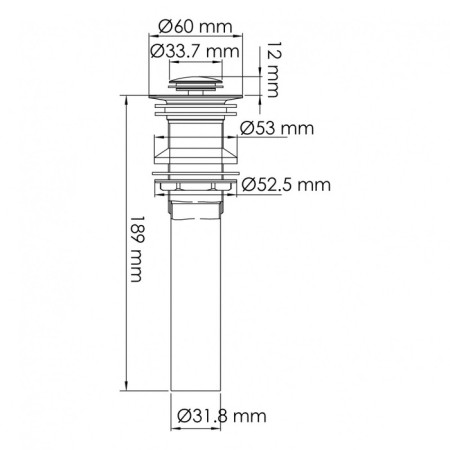 Bottom valve for the Wasserkraft A249 sink, without overflow, brass, chrome-1