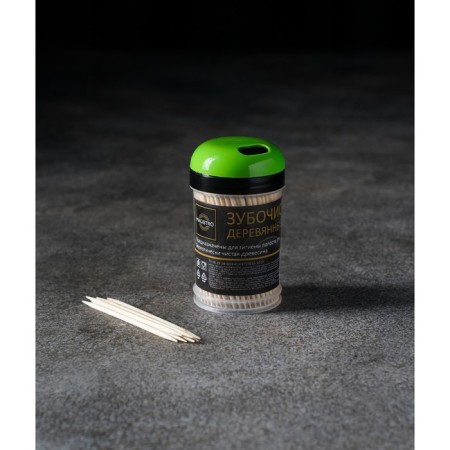 Toothpicks from Magistro birch, 200 pcs, plastic jar, dispenser cover-3