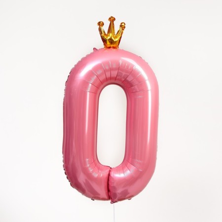 Foil ball 40 "The number 0 with the crown", the color is pink-1