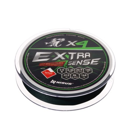 NISUS EXTRASENSE X4 PE cord, diameter 0.30 mm, test 20.9 kg, 150 m, green