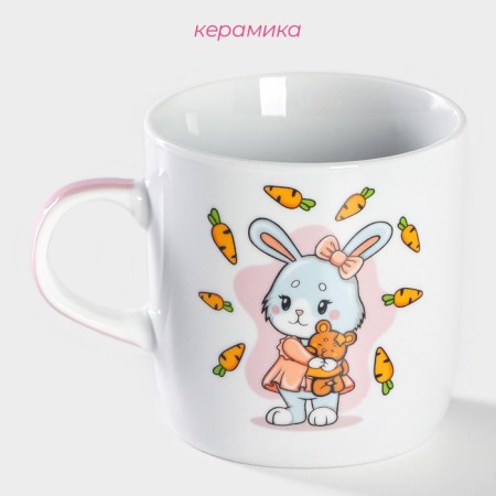 Mug ceramic share "bunny" bunny, 230 ml, white color-1