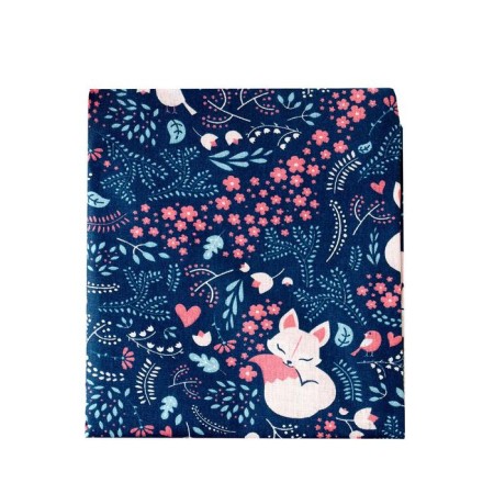 A set of pillowcases, size 40x60 cm, print, foxes, blue color - 2 pcs.-3