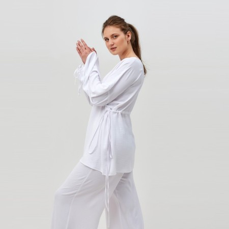 Women's costume (tunic, trousers) minku: casual collection color white, size 54-4