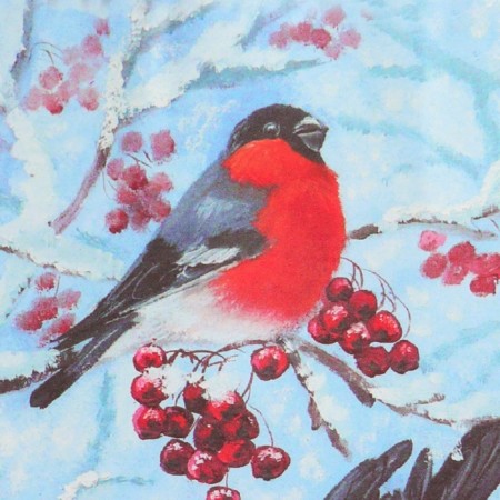 New Year. Paper Gift New Year craft "Bullfinch" 16 x 12 x 6 cm.-1